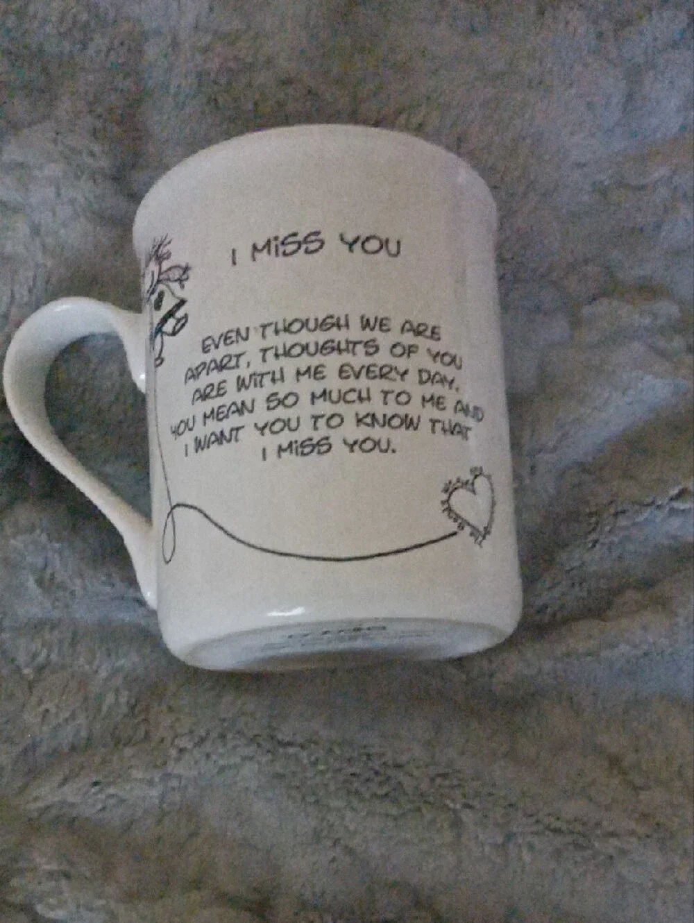 White Ceramic 'I Miss You' Illustrated Mug
